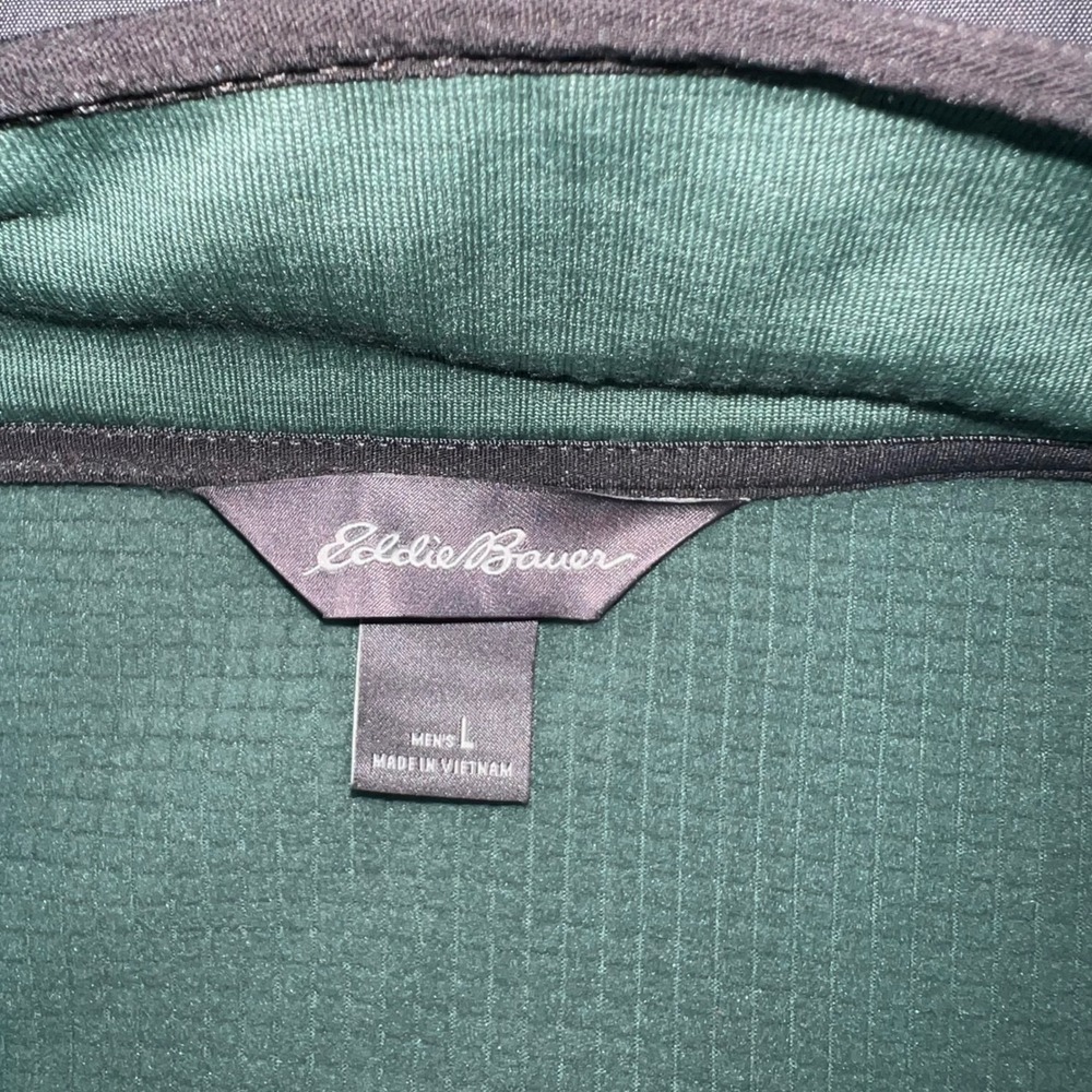 Eddie Bauer Mens Large Green Full Zip Grid Fleece Jacket Lightweight Outdoor L - Picture 4 of 16